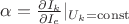 $\alpha=\frac{\partial I_k}{\partial I_e}|_{U_k=\operatorname{const}}$ $\alpha=\frac{\partial I_k}{\partial I_e}|_{U_k=\operatorname{const}}$