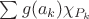 $\sum g(a_k)\chi_{P_k}$