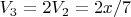 $V_3=2 V_2=2x/7$