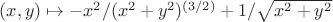 $(x,y)\mapsto-x^{2}/(x^{2}+y^{2})^{(3/2)}+1/\sqrt{x^{2}+y^{2}}$