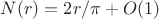 $N(r)=2r/\pi+O(1)$