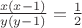 $\frac{x(x-1)}{y(y-1)} = 
\frac{1 }{2 }$