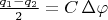 $\frac{q_1-q_2}2=C\,\Delta\varphi$
