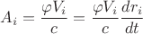 ${A_i}={\dfrac{\varphi V_i}{c}}={\dfrac{\varphi V_i}{c}}{\dfrac{dr_i}{dt}}$