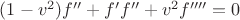$(1-v^2)f'' + f'f''+v^2f'''' = 0$
