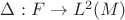 $\Delta: F\to L^2(M)$