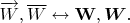 $\overrightarrow{W},\overline{W}\leftrightarrow\mathbf{W},\boldsymbol{W}.$