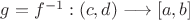 $g=f^{-1}:(c,d)\longrightarrow[a,b]$