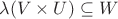 $\lambda(V\times U)\subseteq W$