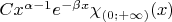 $Cx^{\alpha-1}e^{-\beta x}\chi_{(0;+\infty)}(x)$