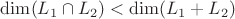 $\dim(L_1\cap L_2)<\dim(L_1+L_2)$
