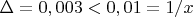 $\Delta  = 0,003<0,01=1/x$