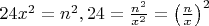 $24x^2=n^2,24=\frac{n^2}{x^2}=\left(\frac{n}{x} \right)^2$