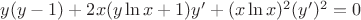 $y(y-1)+2x(y\ln x + 1)y'+(x\ln x)^2(y')^2=0$