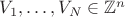 $V_1,\ldots,V_N\in \mathbb{Z}^n$