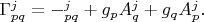 $\Gamma
^{j}_{pq}=\mathcal{\Gamma}^{j}_{pq}+g_{p}A^{j}_{q}+g_{q}A^{j}_{p}.$