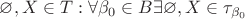 $\varnothing,X \in T : \forall \beta_{0} \in B \exists \varnothing,X \in \tau_{\beta_{0}}$