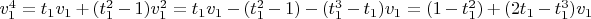 $v_1^4=t_1 v_1+(t_1^2-1) v_1^2=t_1 v_1-(t_1^2-1)-(t_1^3-t_1) v_1=(1-t_1^2)+(2 t_1-t_1^3) v_1$