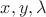 $x,y, \lambda$