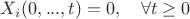 $X_i(0, ..., t) = 0,\quad \forall t\ge 0$