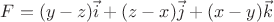 $F=(y-z)\vec{i}+(z-x)\vec{j}+(x-y)\vec{k}$