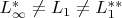 $L^{*}_{\infty}\neq L_1\neq L^{**}_1$