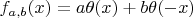 $f_{a,b}(x)=a\theta(x)+b\theta(-x)$