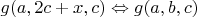 $g(a,2c+x,c)\Leftrightarrow g(a,b,c)$