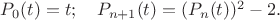 $P_0(t)=t;\quad P_{n+1}(t)=(P_n(t))^2-2.$