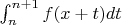 $\int_{n}^{n+1}f(x+t)dt$