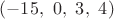 \displaystyle  (-15, \ 0  , \ 3, \  4)
