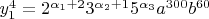 $\[y_1^4  = 2^{\alpha _1  + 2} 3^{\alpha _2  + 1} 5^{\alpha _3 } a^{300} b^{60} 
\]$