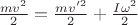 $\frac{mv^2}{2}=\frac{mv'^2}{2}+\frac{I\omega^2}{2}$