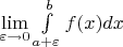 $\lim\limits_{\varepsilon\to0}^{}\int\limits_{a+\varepsilon}^{b}f(x)dx$