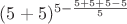 $(5+5)^{5-\frac{5+5+5-5}{5}}$
