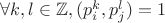 $\forall k, l \in \mathbb{Z}, (p_i^k, p_j^l) = 1$