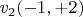 $ v_2 (-1,+2)$