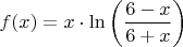 $f(x)=x\cdot \ln\left(\dfrac{6-x}{6+x}\right)$