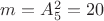 $m=A_{5}^{2}=20$