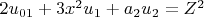 $2 u_{01}+3 x^2 u_1+a_2 u_2=Z^2$