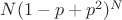 $N(1-p+p^2)^N$