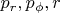 $p_r,p_\phi,r$