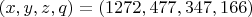 $(x,y,z,q)=(1272,477,347,166)$