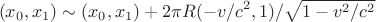 $$(x_0,x_1)\sim (x_0,x_1) + 2\pi R (-v/c^2,1)/\sqrt{1-v^2/c^2}$$