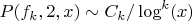 $P(f_k,2,x) \sim C_k/\log^k(x)$