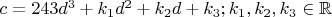 $c=243d^3+k_1d^2+k_2d+k_3;k_1,k_2,k_3\in \mathbb{R}$