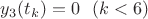 $y_3(t_k) = 0\ \ (k < 6)$