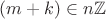 $(m+k)\in n\mathbb Z$ $(m+k)\in n\mathbb Z$