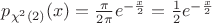 $ p_{\chi^2(2)}(x) =  \frac{\pi} {2\pi} e^{-\frac{x}{2}} = \frac{1}{2} e^{-\frac{x}{2}}$