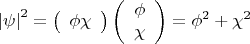 $$\left | \psi \right |^2=\left( \begin{array}{ccc}\phi  \chi  \end{array} \right)\left( \begin{array}{ccc}\phi \\ \chi \\ \end{array} \right)=\phi^2+\chi^2  $$
